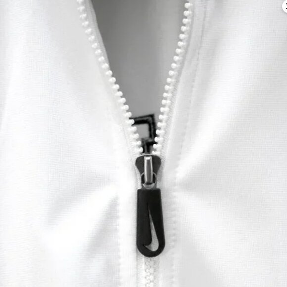 Vintage Nike 90s Tracksuit Jacket Full Zip Windbreaker Swoosh White Black Retro - Picture 11 of 15
